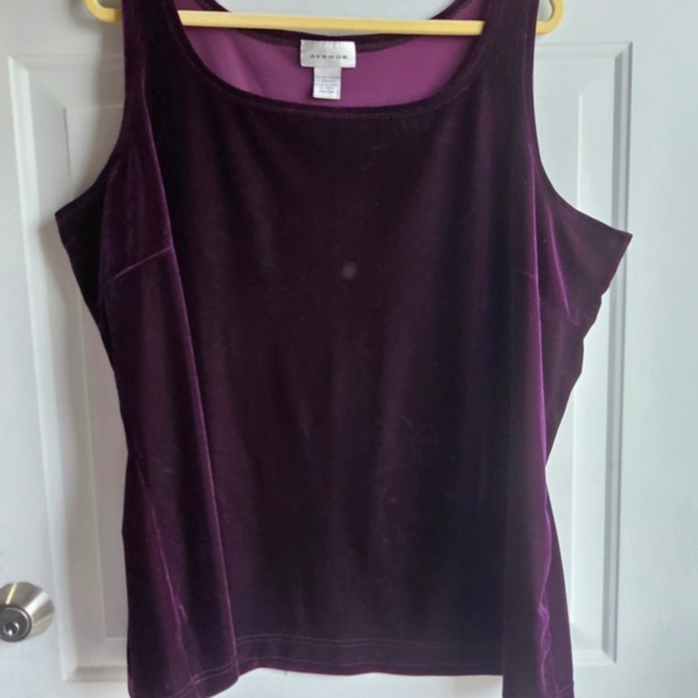 Avenue Womens Plus Size 22 24 26 Purple Velvet Tank Top Scoop Neck Stretch Shell